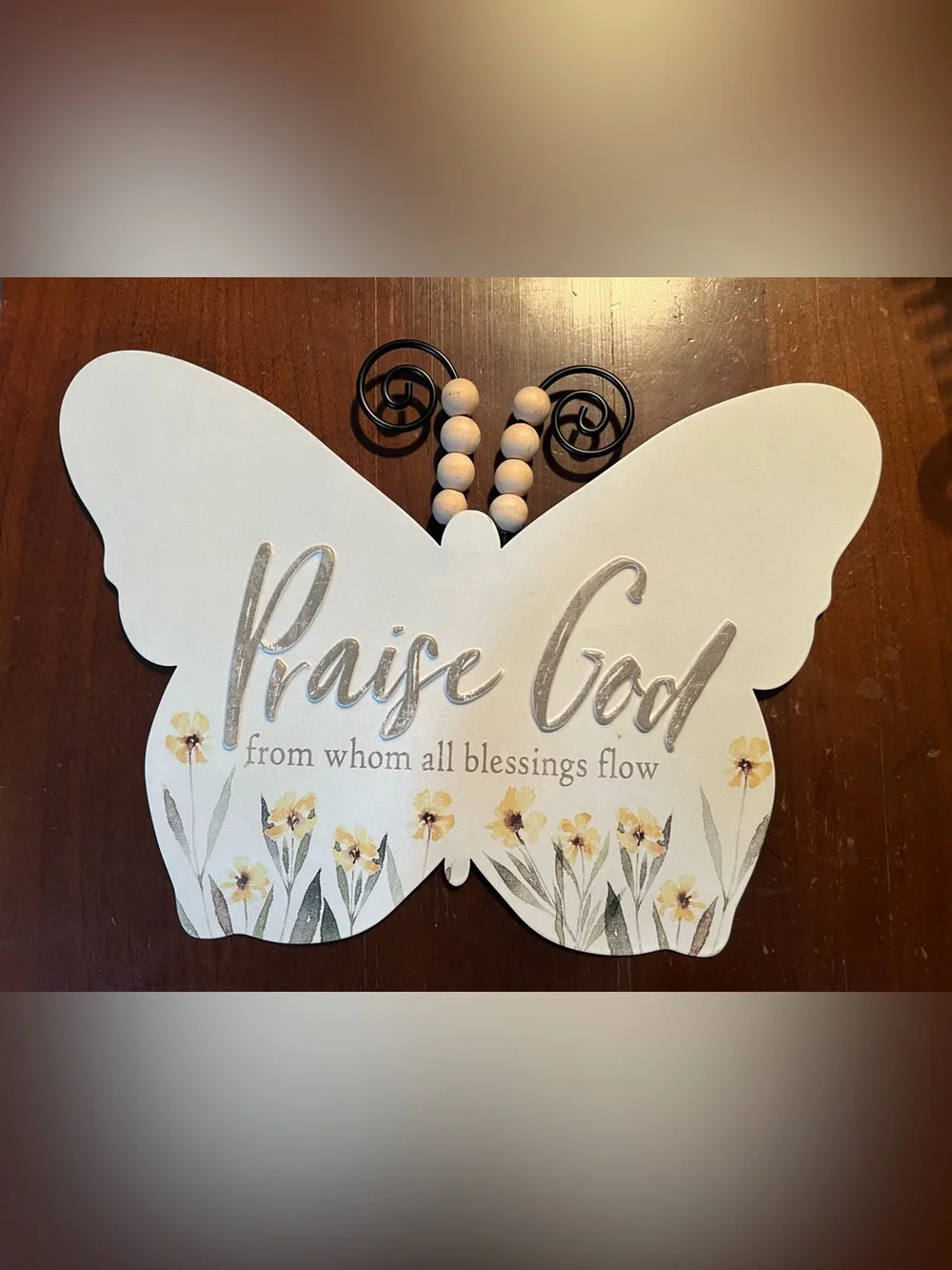 Praise God Butterfly Wall Decor - White & Yellow